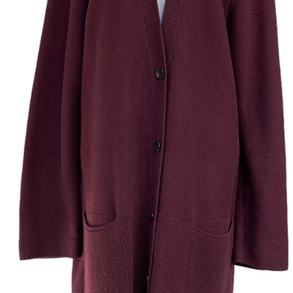 J Jill V-Neck Long Sleeve Midi Cardigan Duster Coat Rich Burgundy XL - Picture 3 of 4